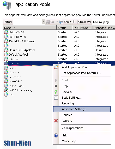 Application Pools