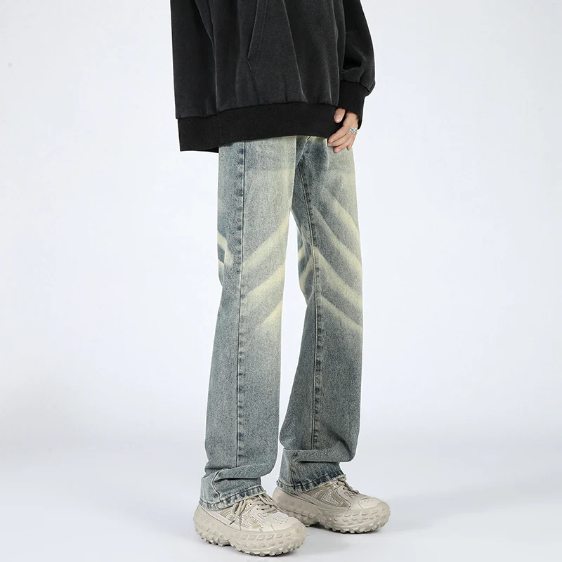 Calças Jeans American Retro Masculinas Estilo Personalidade Moda, Denim Durável, Conforto e Ajuste Perfeito, Visual Vintage Autêntico e Moderno.