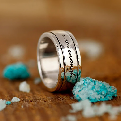Title 6, New Relief Rotatable Letters Anxiety Ring for d...