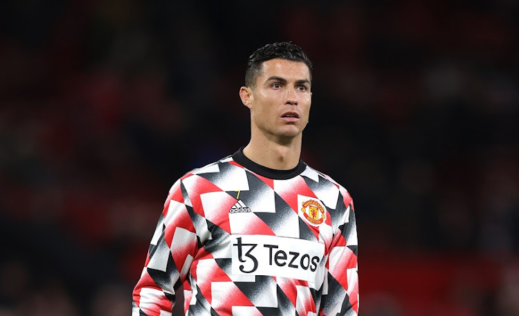 Cristiano Ronaldo of Manchester United during the warm up for the Premier League match against Tottenham Hotspur at Old Trafford on October 19 2022.