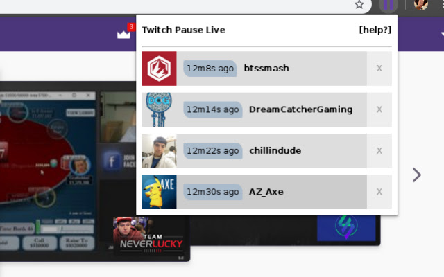 Twitch Pause / Resume Live chrome extension