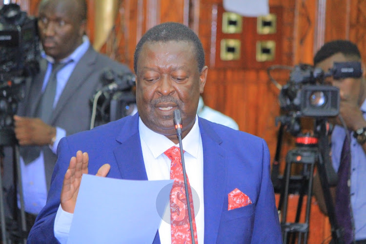 Prime Cabinet secretary nominee Musalia Mudavad takes oath before the beginning of the vetting process by the National Assembly Committee on Appointments on October 17, 2022.