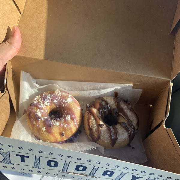 Blueberry and chocolate GF donuts. Delish!