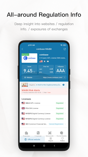 Screenshot WikiBit: Crypto Regulatory App