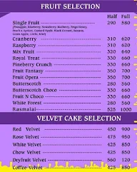 Cakezonia menu 1