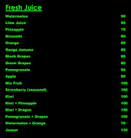 Natural Juice menu 1