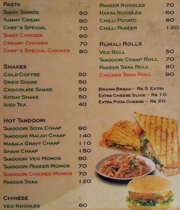 Puja's Sandwich House menu 