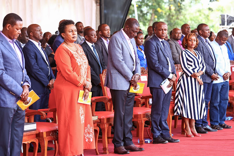 President William Ruto at Catholic Diocese of Wote, Unoa Grounds, Makueni County on March 9, 2024.