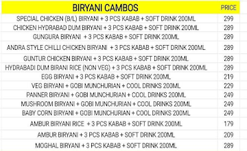 New Ambur Biryani menu 