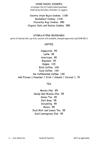 Sante The Spa menu 1