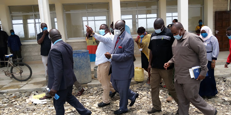 Education Cabinet Secretary George Magoha and Kwale Governor Salim Mvurya inspect Kwale Teachers Training College in Kinango subcounty on Thursday, September 24, 2020.