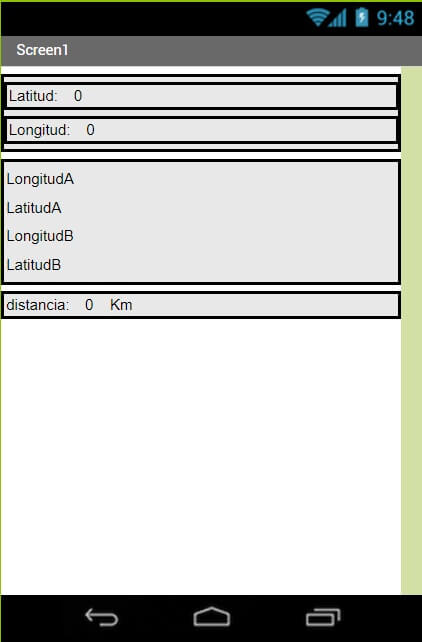 Diseño calculo distancias App Inventor 2