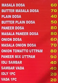 South Indian Dosa menu 1