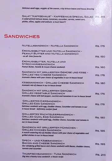 Kaffeehaus menu 