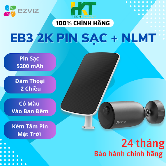 Camera Wifi Pin Sạc Ezviz Eb3 3Mp 2K Có Màu Đêm, Đàm Thoại 2 Chiều - Hàng Chính Hãng