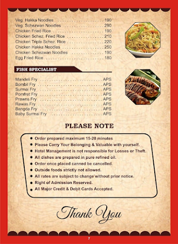 Sai Ram Apartment Phase 3 menu 