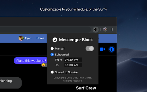 Messenger Black: Scheduled Dark Mode