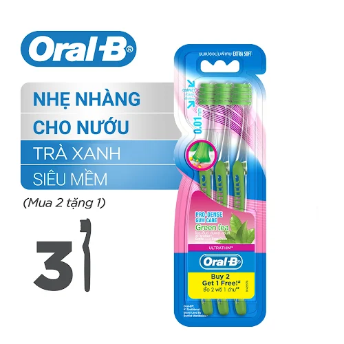 Vỉ 3 Bàn Chải Đánh Răng Oral-B Ultrathin Tinh Chất Trà Xanh