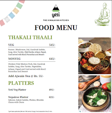 Yeti - The Himalayan Kitchen menu 