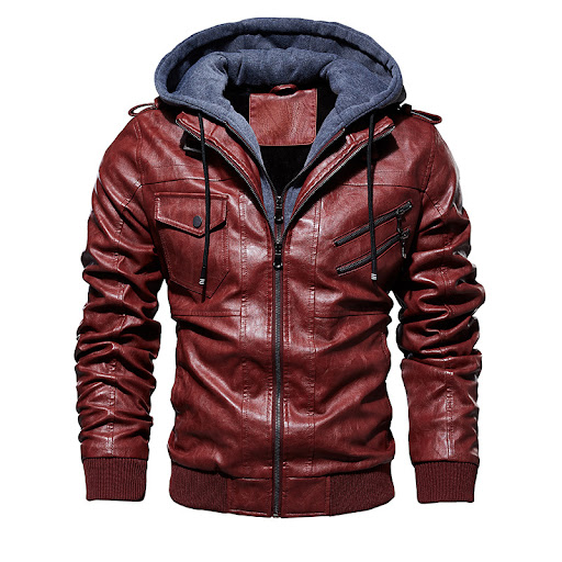 Title 5, Mens PU Leather Hooded Jacket provides style a...