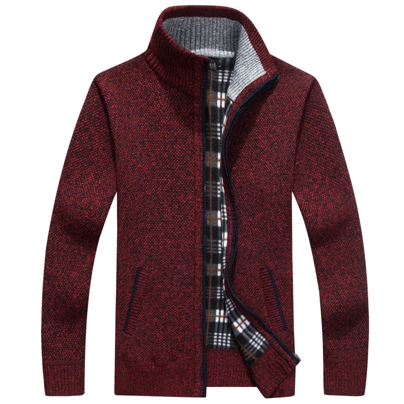 Title 2, Mens Cardigan Zipper Sweater Thicken Plus Flee...