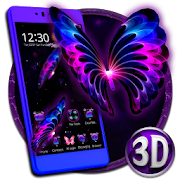 3D Neon Butterfly Galaxy Theme  Icon
