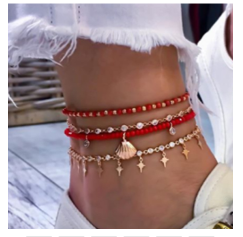 Title 6, Bohemian fashion multilayer enkelbandje voor da...