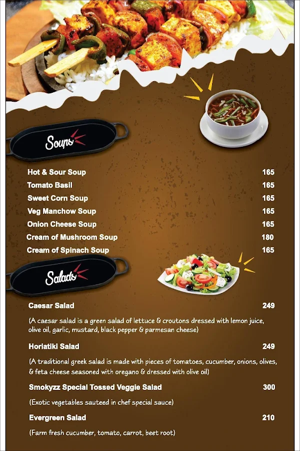 Smokyzz Sizzlers menu 