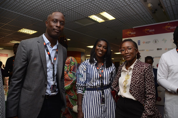 French Embassy in Kenya film and media attache Serge Noukoue, African Pavillion founder Aminata Diop Johnson and UNDP regional specialist Dr Ify Ogo at the 77th edition of Cannes Festival in France on May 16, 2024.