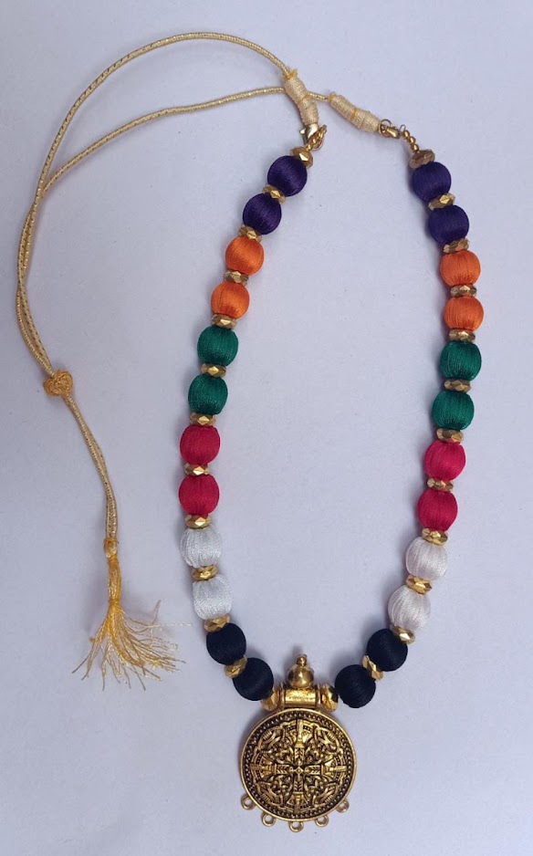 Multi Color Silk Thread Necklace