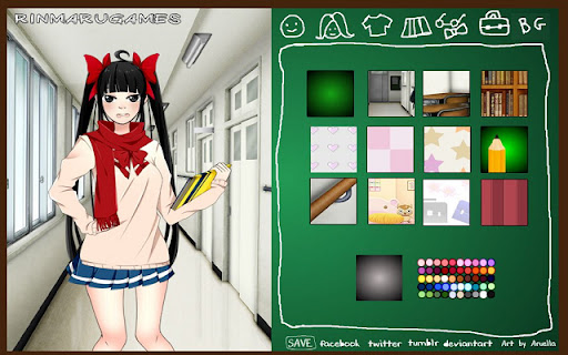 Anime school girl dress up game