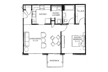 Go to One Bed, One Bath Floorplan page.