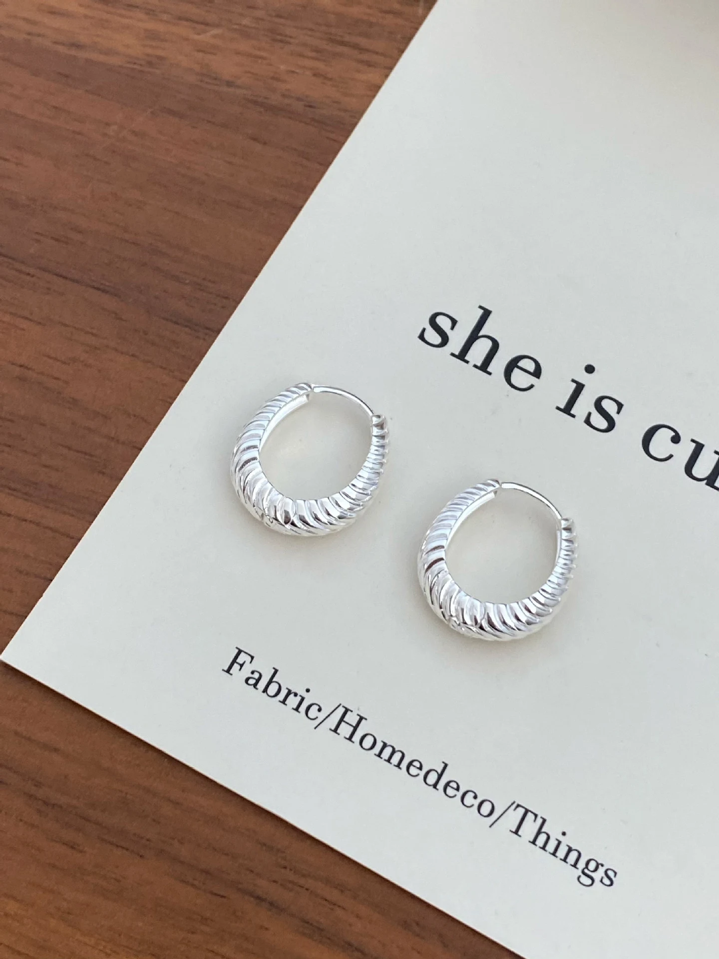 Title 4, Simple Geometric Ellipse Corrugated Twist Earri...