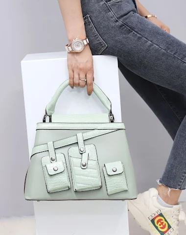 Hand-held crossbody denim tote bag, - 2