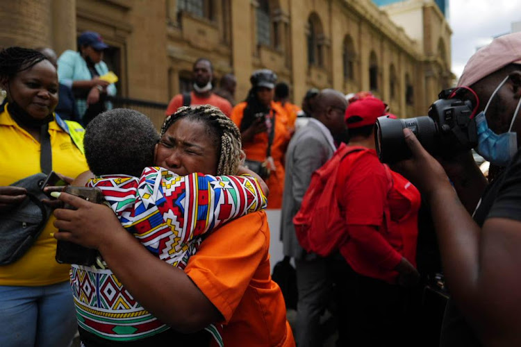 People react after Ntuthuko Shoba was convicted in the Johannesburg high court of Tshegofatso Pule's murder.