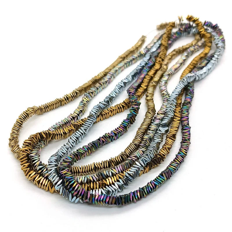 Hématite Carré Angle Coupé Pièce Plaqué Perles Colorées Éparpillées Bijoux Création Artisanat DIY