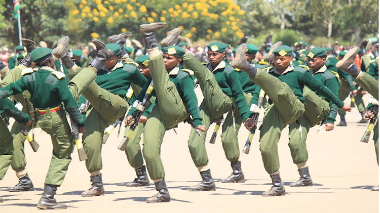 Prison warders show their prowess in a pass-out parade