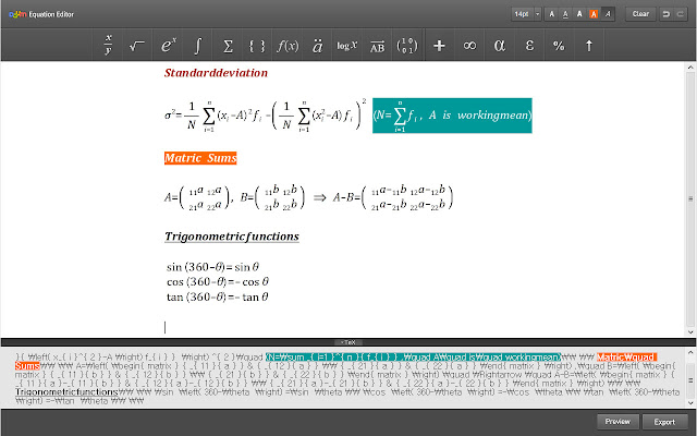 Write a math expression using the equation editor