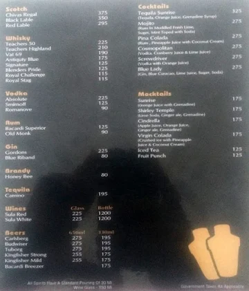 Silver Leaf menu 