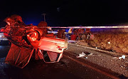 The wreckage of a vehicle involved in a crash in Mpumalanga in which four people were killed.