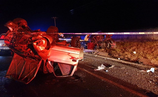 The wreckage of a vehicle involved in a crash in Mpumalanga in which four people were killed.