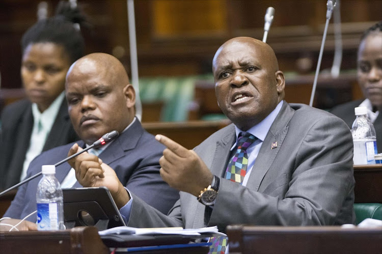 FILE IMAGE: L/R acting police commissioner Gen Khomotso Phahlane and Hawks boss Gen Berning Ntlemeza in parliament for the HAWKS budget presentation to parliament, Cape Town.