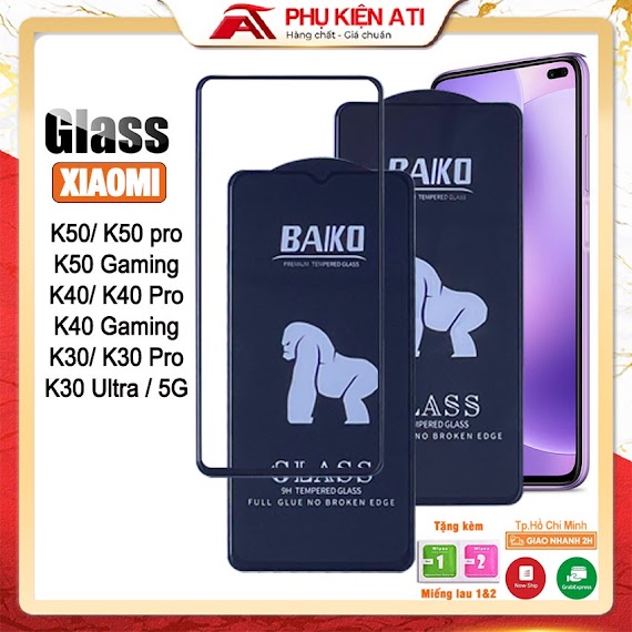 Kính Cường Lực Baiko Xiaomi K50 K50 Gaming K40 K40 Pro K40 Gaming K30 K30 Ultra K30 Pro K30 5G Full Màn Cao Cấp Bền