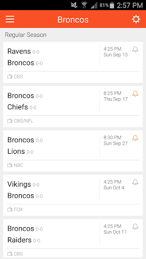 Football Schedule for Broncos