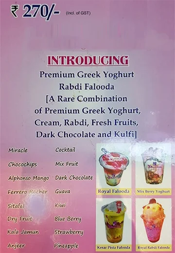 Yoghurt Studio menu 