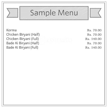 Zaafran Hotel menu 