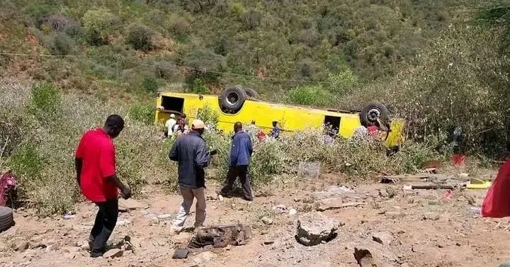 Kapsabet Boys High School bus after being involved in an accident along Karbaret-Marigat Road on March 16, 2024.