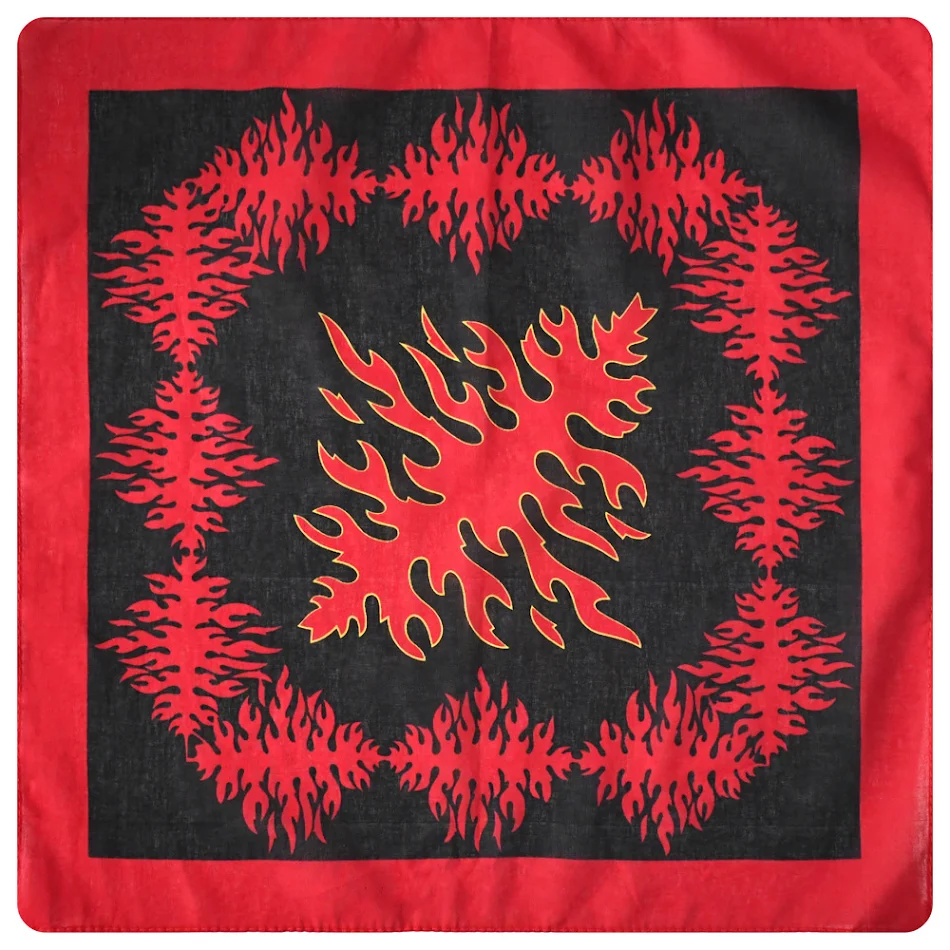 Halloween Flame katoenen bandana, multifunctioneel voor streetdance, hiphop en mode. Een stijlvolle en praktische accessoire.