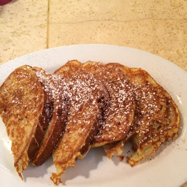 Gluten free cinnamon French toast made with Udi's bread.