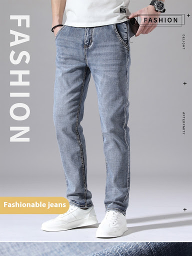 Title 3, Jean Rétro Fin Homme Pantalon Droit Ample Casua...